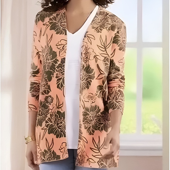 Soft Surroundings Women’s Plus Desert Rose Peach Dreams Cardigan - Picture 1 of 6